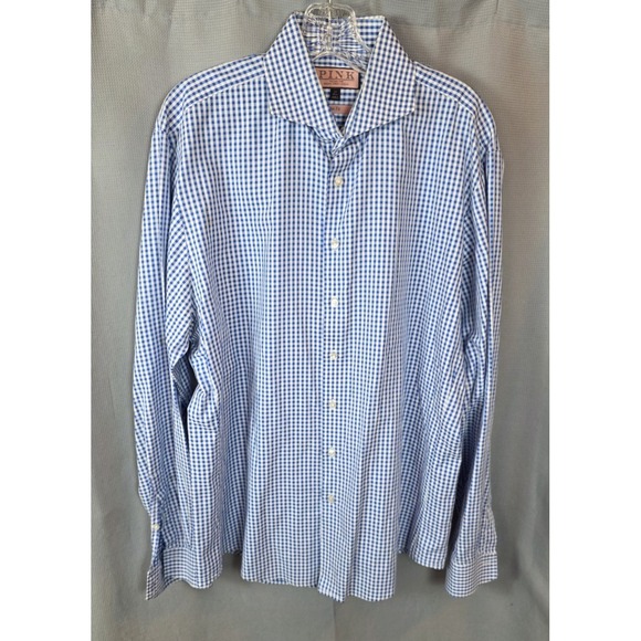 Thomas Pink Other - Thomas Pink Dress Shirt Mens 17 Blue Gingham Slim Fit Long Sleeve